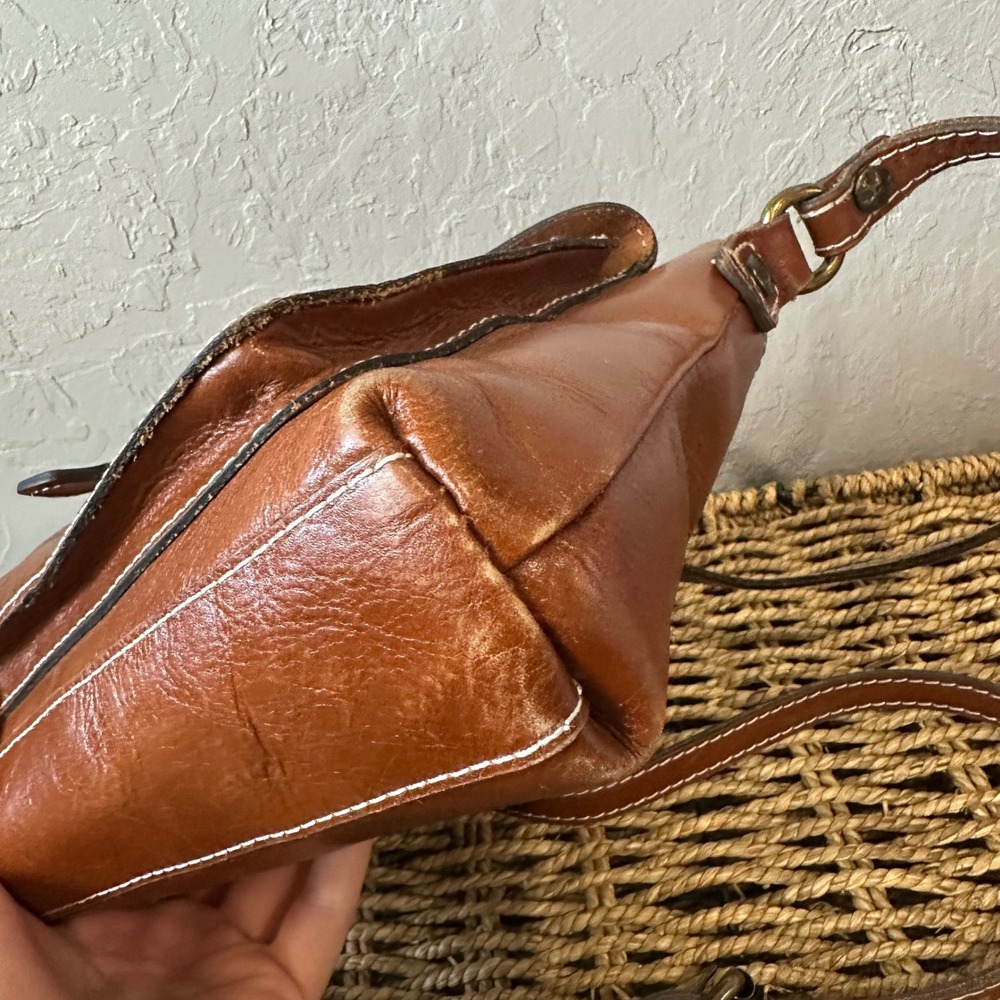Patricia Nash Brown Leather Crossbody Bag Cognac Small Messenger Pouch - Picture 7 of 8